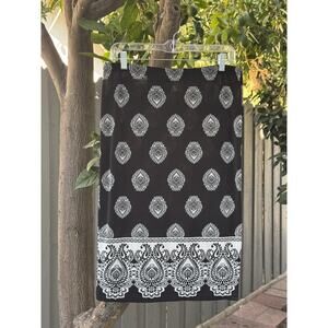 Contenta Black & White Print Pull On Pencil Skirt – Size L